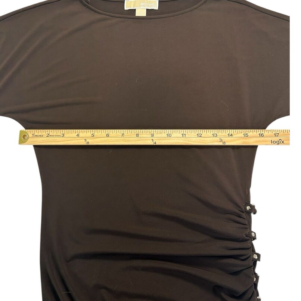 Michael Michael Kors XS Brown Ruched Lace-Up Grommet Bodycon Mini Dress - Picture 6 of 9
